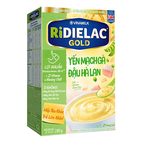 Bột Ăn Dặm Vinamilk Ridielac Gold Yến Mạch Gà Đậu Hà Lan