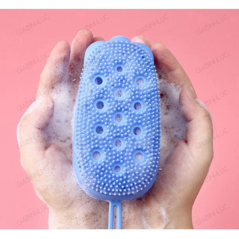 Bông Tắm Silicon 2 Mặt Tạo Bọt Massage Tẩy Tế Bào Chết Lông Siêu Mềm