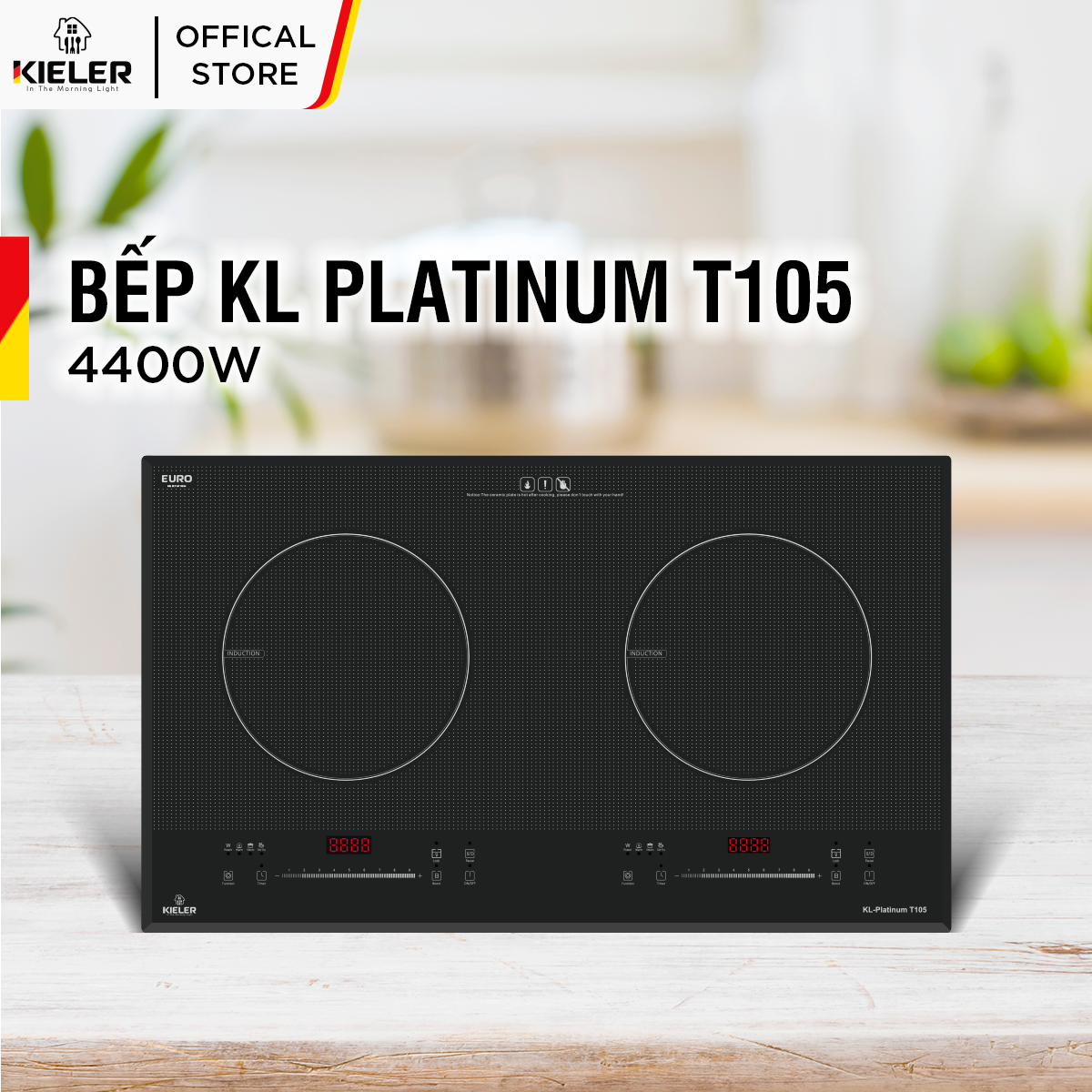 Bếp điện từ đôi  Kieler KL-PLATINUM T105 mặt kính Euro Kieler Platinum, Bếp điện từ nhiều chế độ cảm ứng chống tràn 4400W - Hàng Chính Hãng