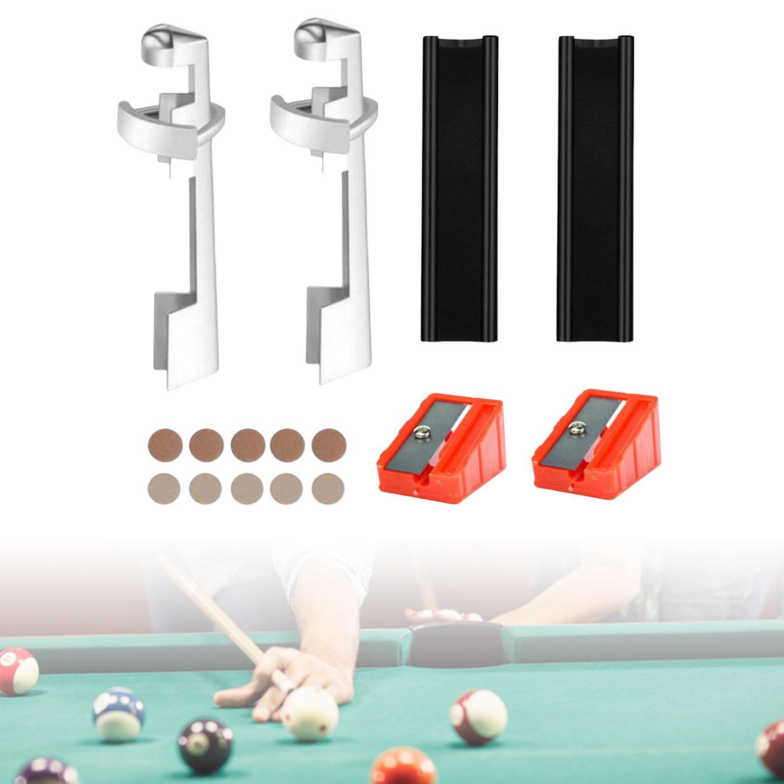 16pcs Pool Cue Repair Set: 2 Pool Cue Tip Clamp, 10 Billiard Cue Tips, 2 Shaping, 2 Planers