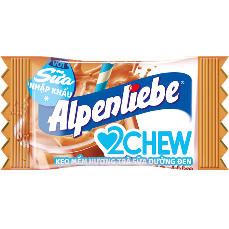Combo 2 Gói Kẹo Mềm Alpenliebe 2Chew Vị Sữa Và Hương Trà Sữa Đường Đen