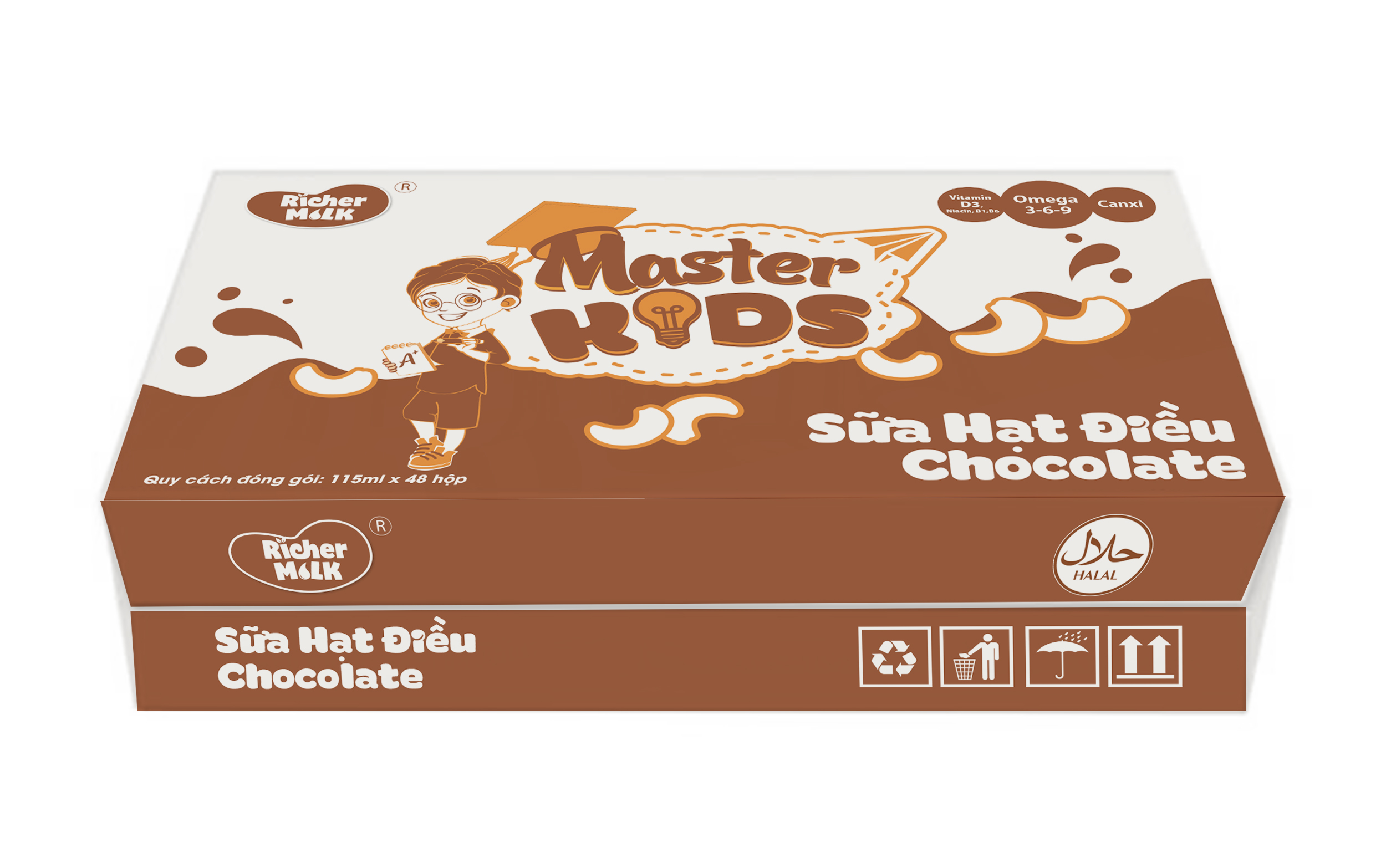 Sữa Hạt Điều Master Kids Chocolate 115ml Giàu Omega 3-6-9 Giúp Trẻ Thông Minh Hơn