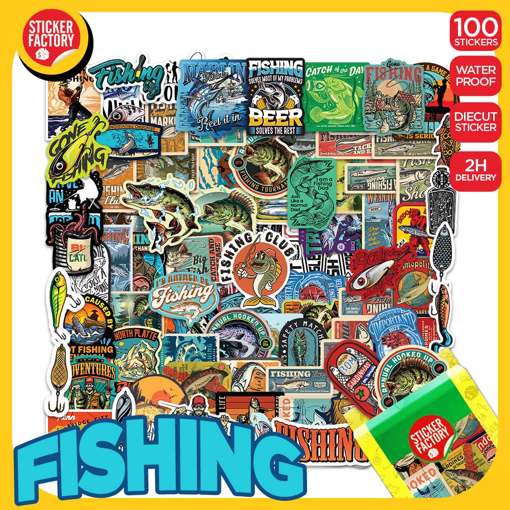 Fishing - Set 100 sticker decal hình dán dễ thương - STICKER FACTORY