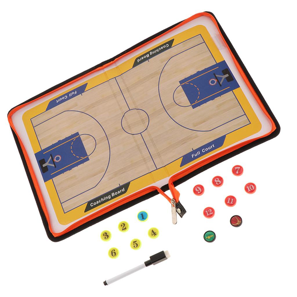Basketball Football Coaching Board Magnetic Soccer Strategy Clipboards Foldable Strategy Teaching Aids Coaches Leather Equipment