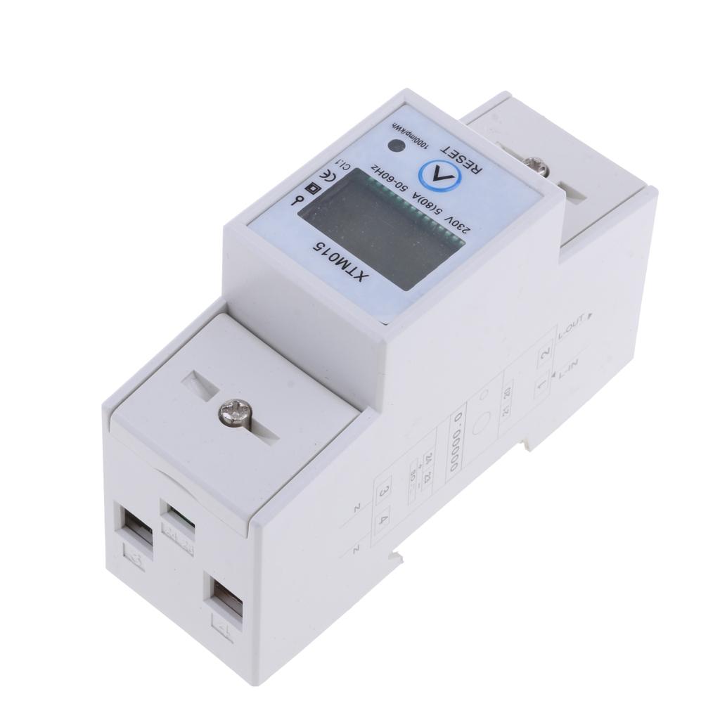 5A 230V 50-60Hz Single Phase Din Rail Watt Hour Energy Power kWh Meter