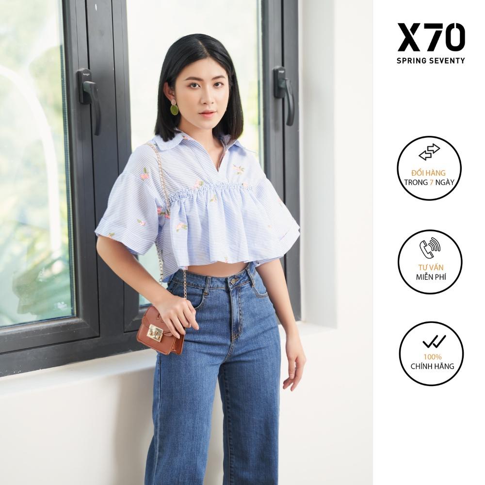 Áo Croptop Form Rộng Kiểu Nữ Thiết Kế Họa Tiết Kiểu Dáng Thời Trang X70 - 00580023