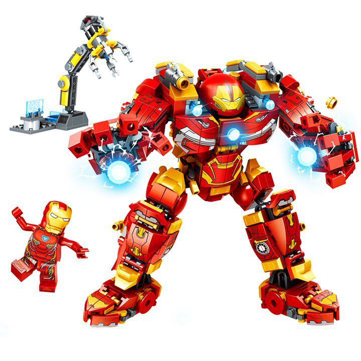 Đồ Chơi Xếp Hình Mô Hình Robot Hulk buster Iron Man Người Sắt MK44 568 Chi Tiết Hộp Đẹp Làm Quà Tặng