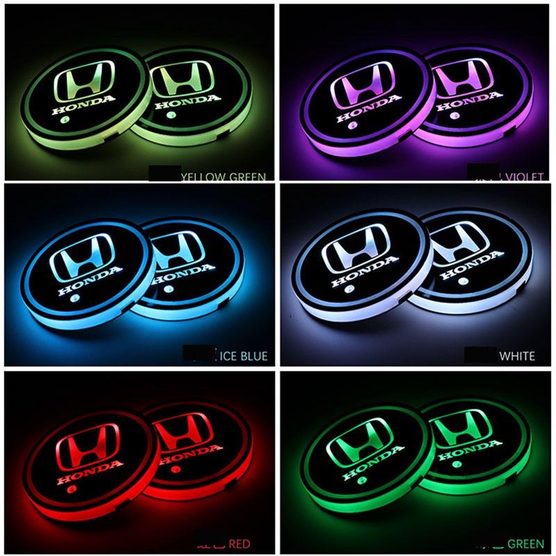 Đế đỡ cốc, khay đựng cốc gắn đèn led mix màu để chai cốc chống trơn trượt cho xe ô tô, đủ thương hiệu