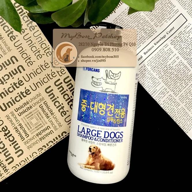 SỮA TẮM LARGE DOG FORCANS &lt;MỀM MƯỢT CHỐNG TIA TỬ NGOẠI VÀ XƠ RỐI LÔNG&gt; CHO CHÓ LỚN (550ml-1000ml)