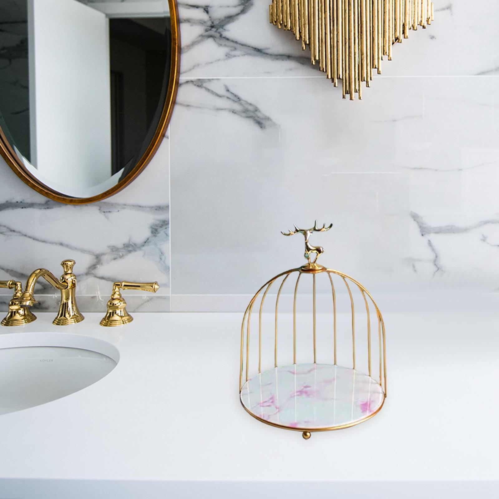Bird Cage Rack Cosmetic Holder Perfume Iron for Dresser Vanity deer