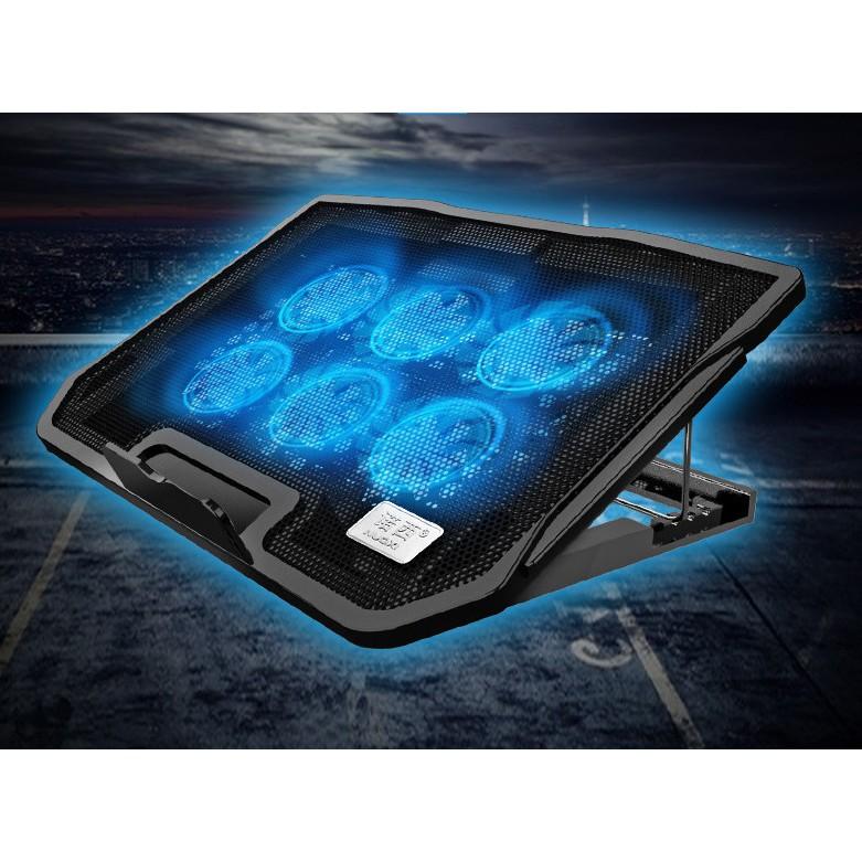 Đế Tản Nhiệt Nuoxi H9 Cho Laptop, Macbook Với 2 Cổng USB 6 Cánh Quạt Tản Nhiệt Êm Ái