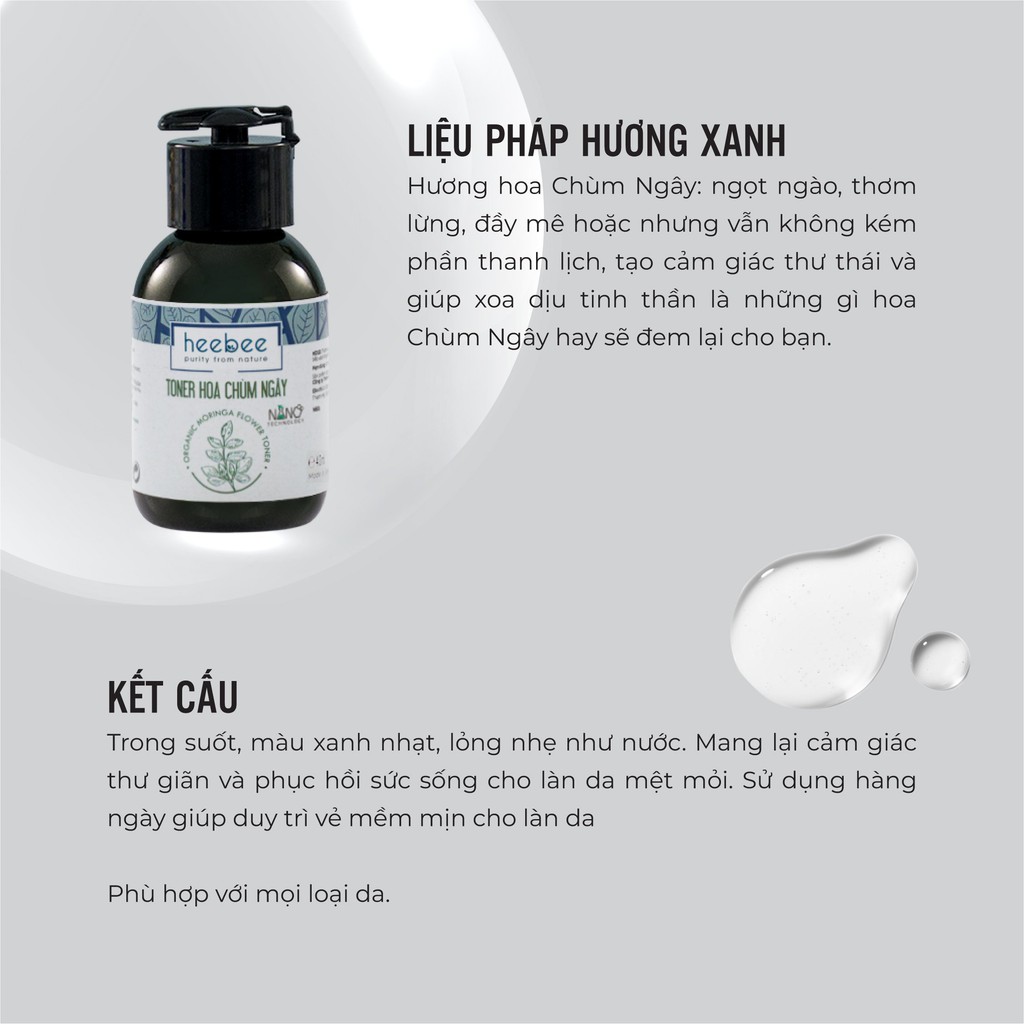 Toner Hoa Chùm Ngây Heebee Không Cồn, Sáng Mịn Da - Moringa Flower Tonner 110ml