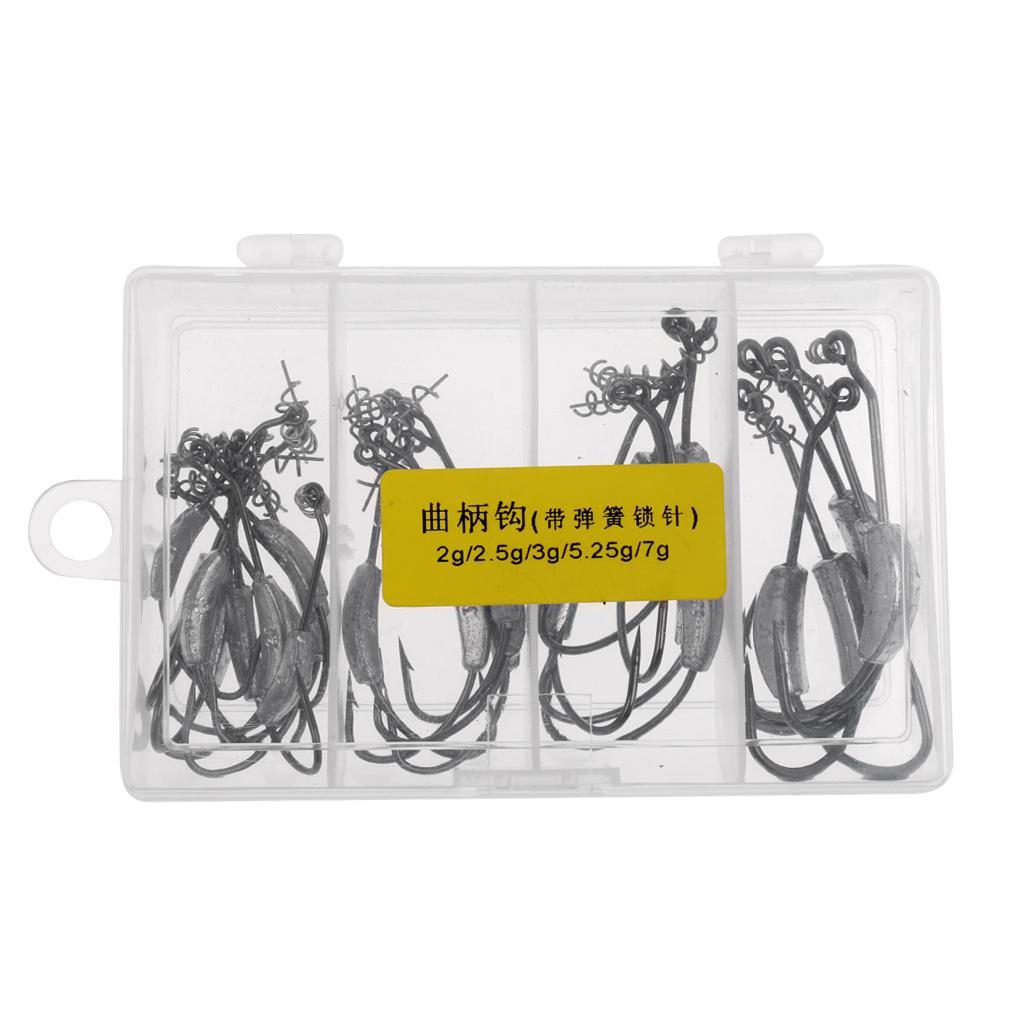 2g/2.5g/3g/5.25g/7g Barbed Lead Offset Fishing Hooks Worm Jig Big Hook with Screw Pin Spring