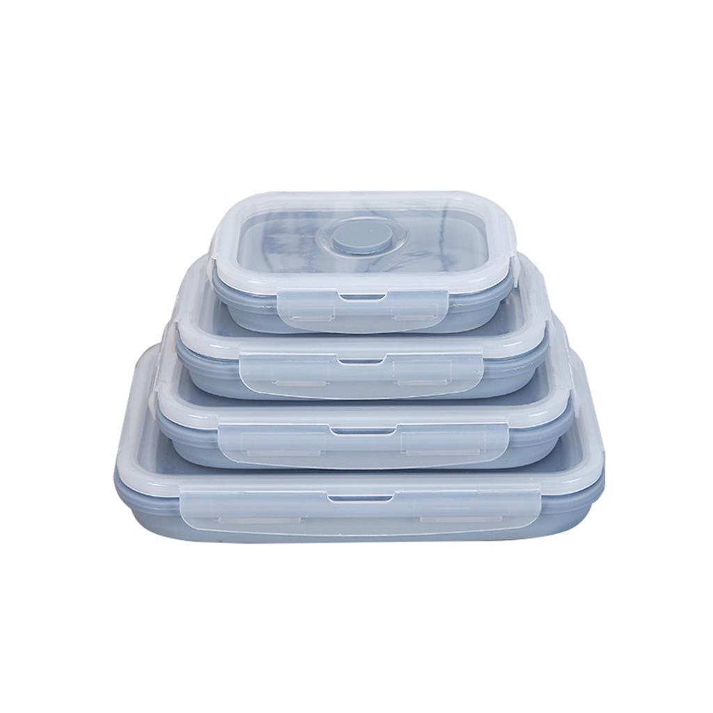 Silicone Collapsible Food Storage Container with Airtight Lid and Air Vent-4 Pack Foldable Meal Prep Lunch Box for Kitchen,Stackable & space saving