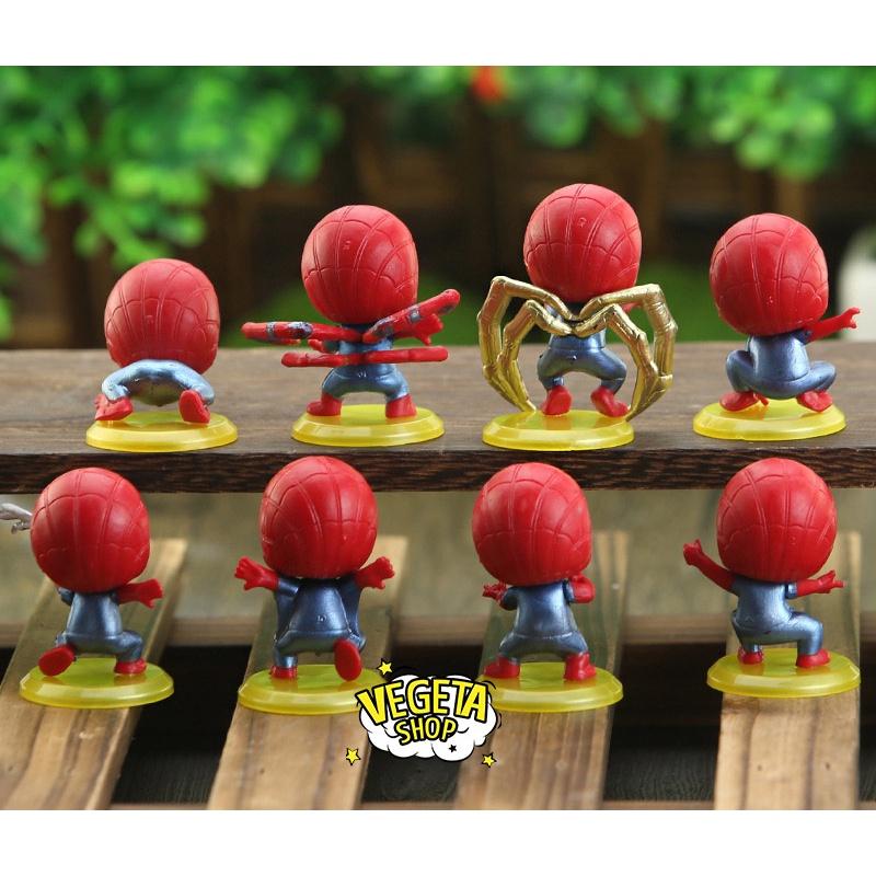 Mô hình Spider Man - Avengers - Marvel - DC - Trọn bộ 8 mô hình tư thế Spider Man - Người Nhện - Kích thước 3 x 4.5cm