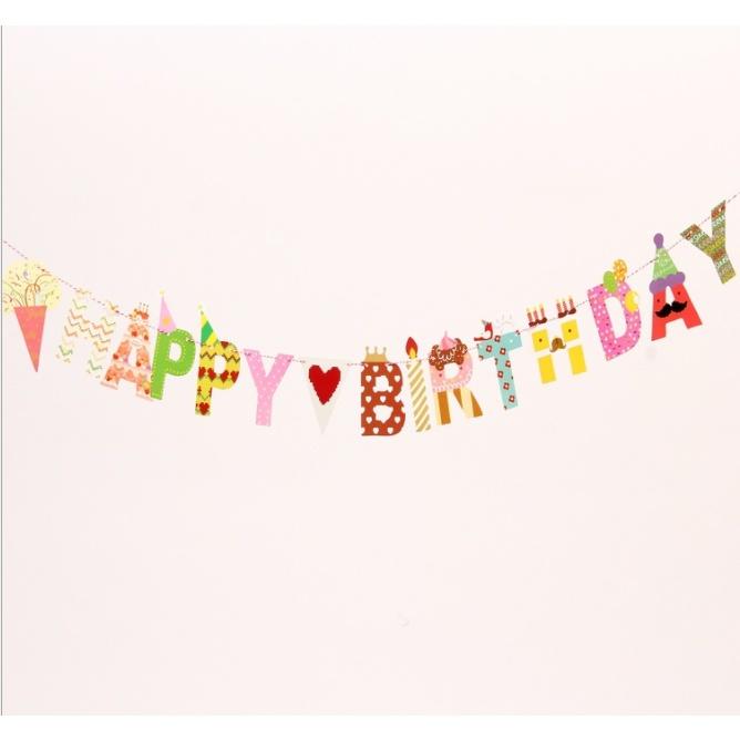 Cờ giấy trang trí sinh nhật - Cờ tam giác party - Cờ HAPPY BIRTHDAY