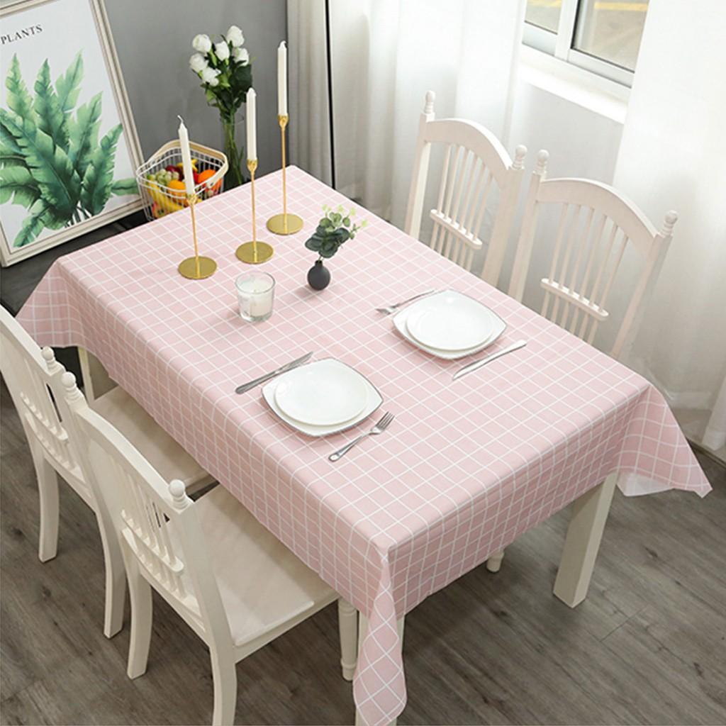 Khăn trải bàn ăn, tấm trải thảm du lịch chụp ảnh picnic caro bằng nhựa PVC chống thấm nước gấp gọn tiện dụng màu hồng