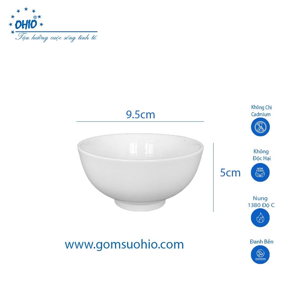 Bát Chè 9.5 cm Sứ Trắng OHIO