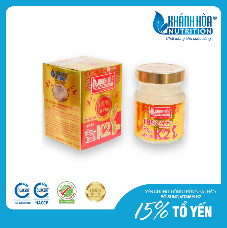 Tổ Yến Chưng Đông Trùng Hạ Thảo 15% Tổ Yến Bổ Sung VITAMIN K2 Khánh Hòa Nutrition - Lọ 70ml