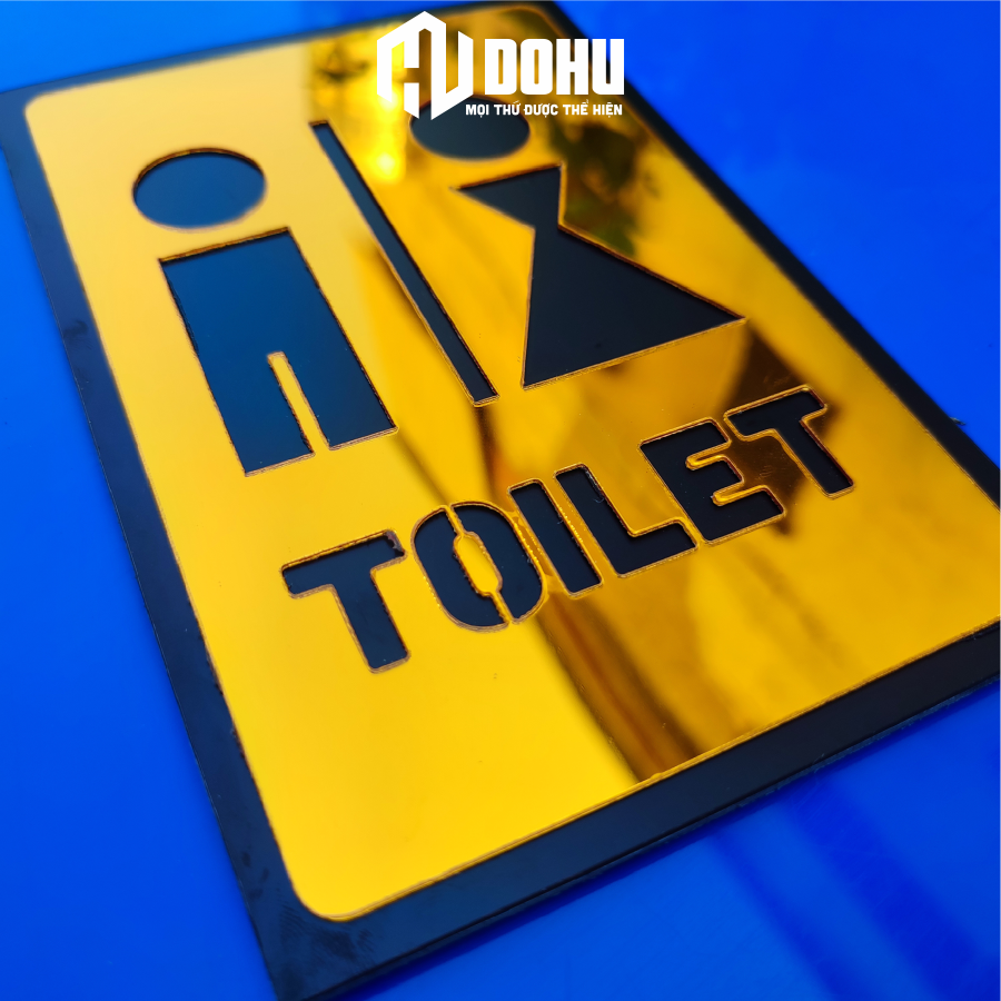 Bảng Gương Vàng Toilet, Nhà Vệ Sinh, WC - Có sẵn băng keo dán tường