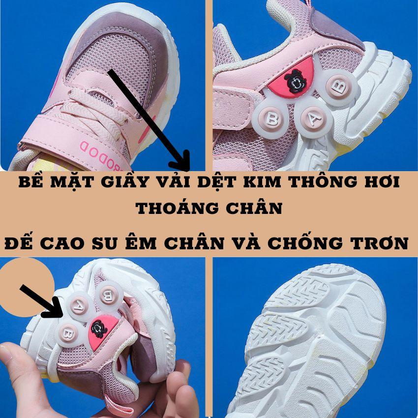 Giày Thể Thao Bé Trai Bé Gái 1_5 Tuổi Loại Cao Cấp Phối Họa Tiết Ngộ Nghĩnh Thoáng Khí Êm Chân Vận Động Thoải Mái GE03