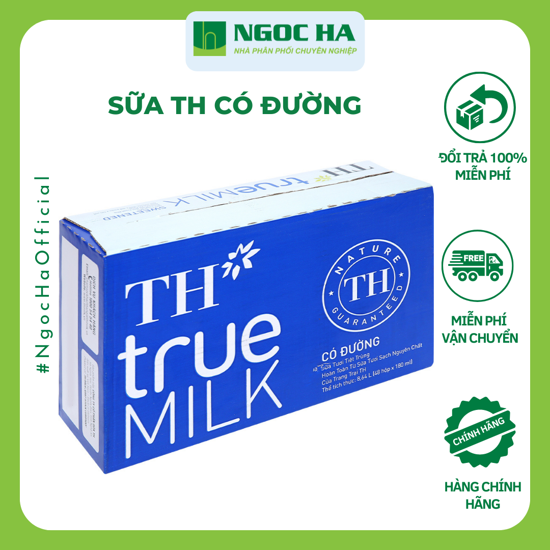 Sữa tươi tiệt trùng có đường TH true MILK 180ml