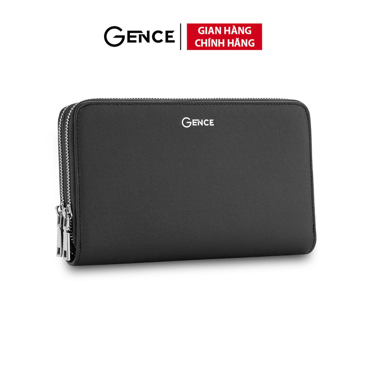 Ví Da Cầm Tay Công Sở Clutch Nam Hàng Hiệu GENCE HT21 Da Bò Cao Cấp Màu Đen