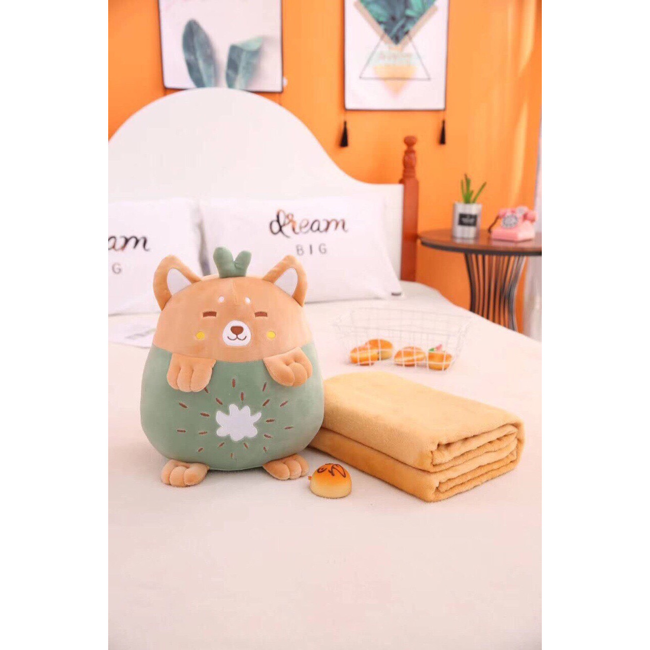 BỘ CHĂN GỐI NGỦ VĂN PHÒNG 3IN1 HÌNH NGỘ NGHĨNH - GẤU CHIBI