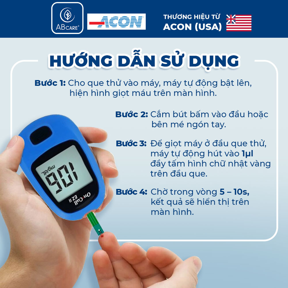 Máy đo đường huyết ACON On-Call EZII - Đo nhanh trong 10S Bảo hành trọn đời