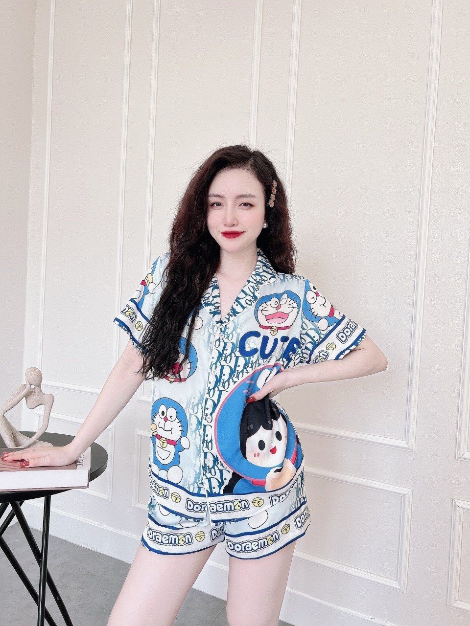 Bộ đồ ngủ Doraemon siêu dễ thương dưới 60kg dành cho nữ