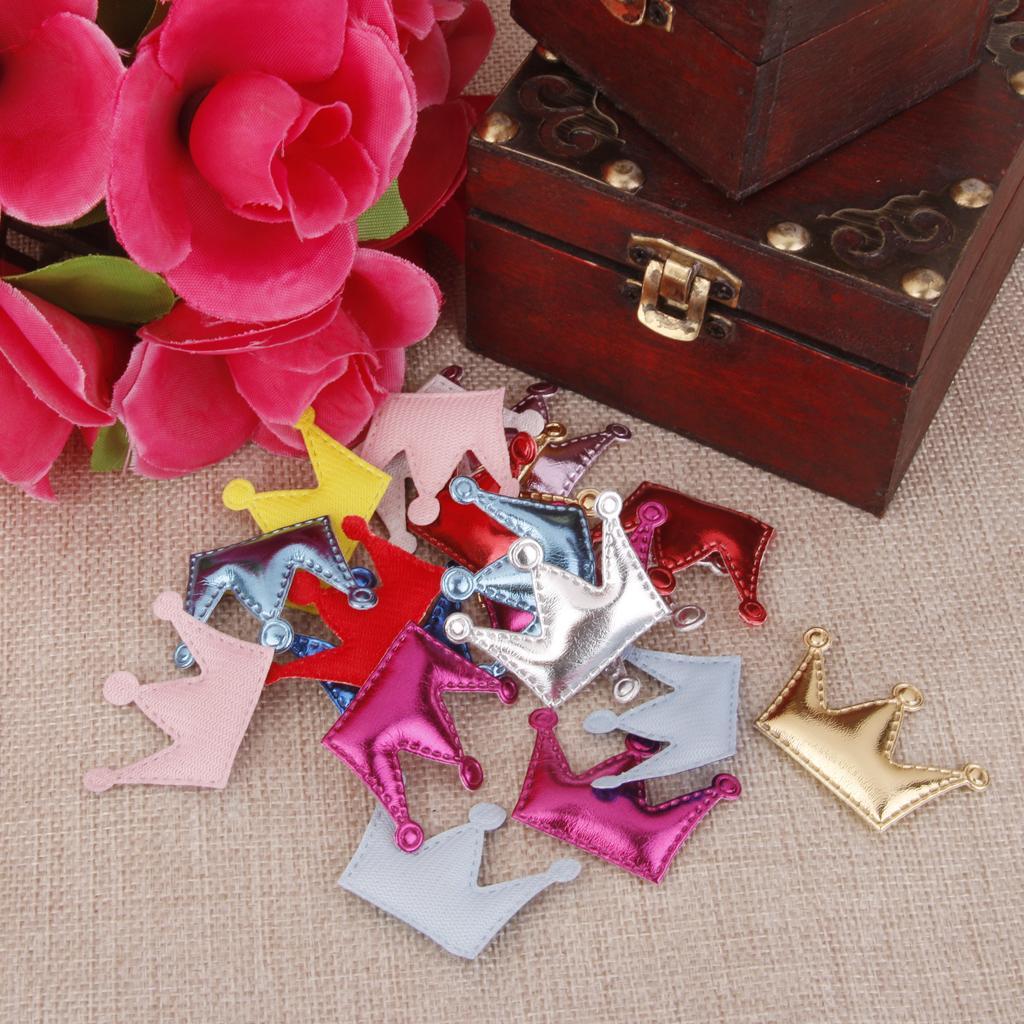 20pcs PU Crown Hair Clips Making For Baby Girls Headband DIY