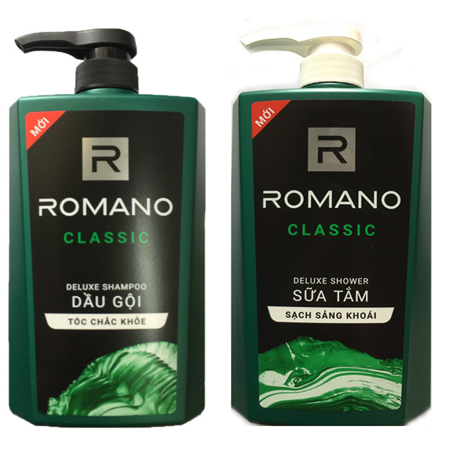 Combo Dầu gội Romano Classic 650ml + Sữa tắm Romano Classic 650ml +Tặng 5 gói dầu gội