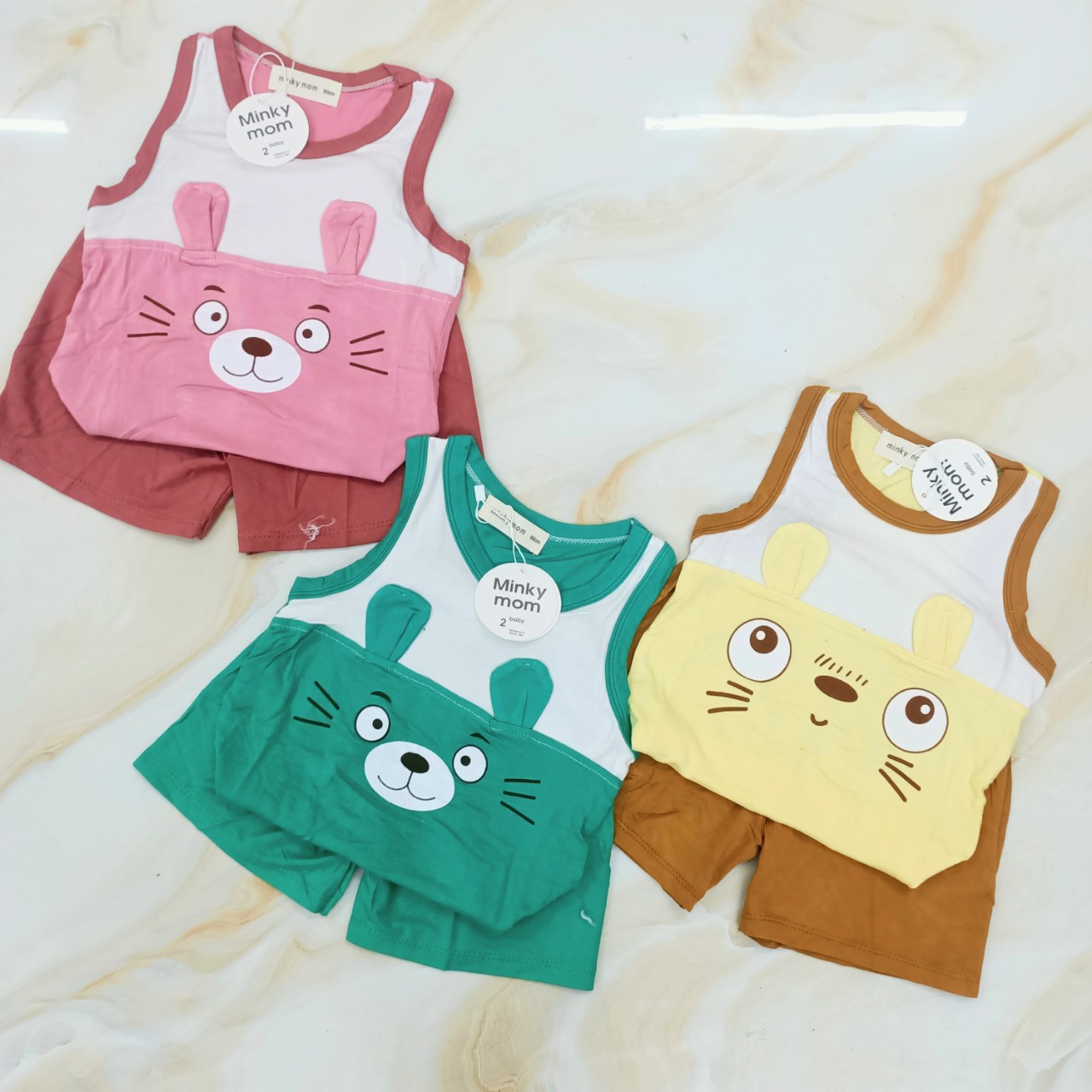 Bộ ba lỗ THUN LẠNH MINKY MOM In Hình Toàn Thân Dễ Thương Cho Bé từ 6kg - 16kg