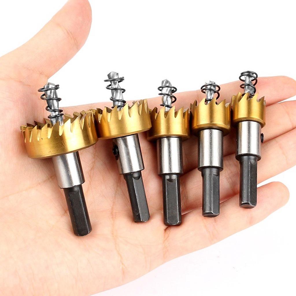 Bộ 5 Mũi Khoan Khoét Lỗ Thép HSS Mạ Titan Hoặc Hợp Kim