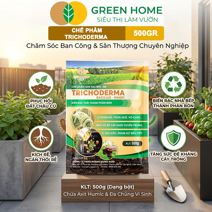 Nấm Đối Kháng Trichoderma GreenHome, Bao 500gr, Ủ Phân Hữu Cơ, Ủ Rác, Khử Mùi Hôi, Cải Tạo Đất