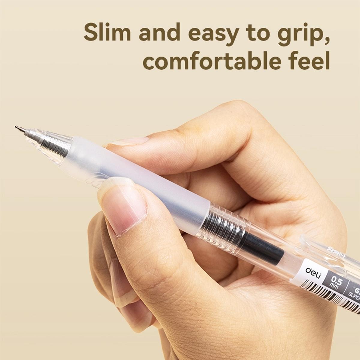 Bút Gel Bấm Siêu Trơn 0.5 mm - Deli EG575-BK - Mực Đen