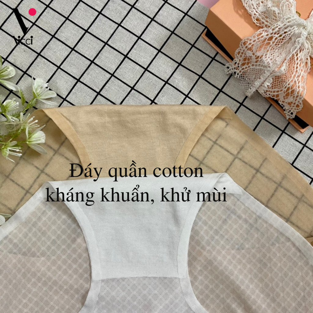 Quần lót nữ cạp cao biết thở Vicci QV.210 công nghệ Microfiber không đường may, siêu mỏng nhẹ, tàng hình không viền, mặc nhẹ như không, thông hơi thoáng khí, kháng khuẩn khử mùi