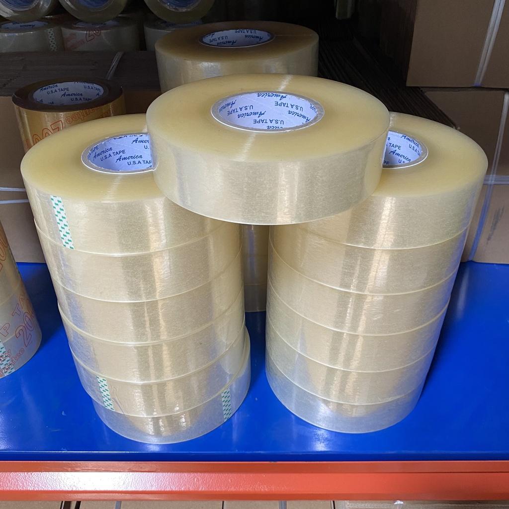 Băng keo trong, đục cuộn 1 kg lõi giấy mỏng, băng dính cuộn nặng 1kg siêu dày giá xưởng