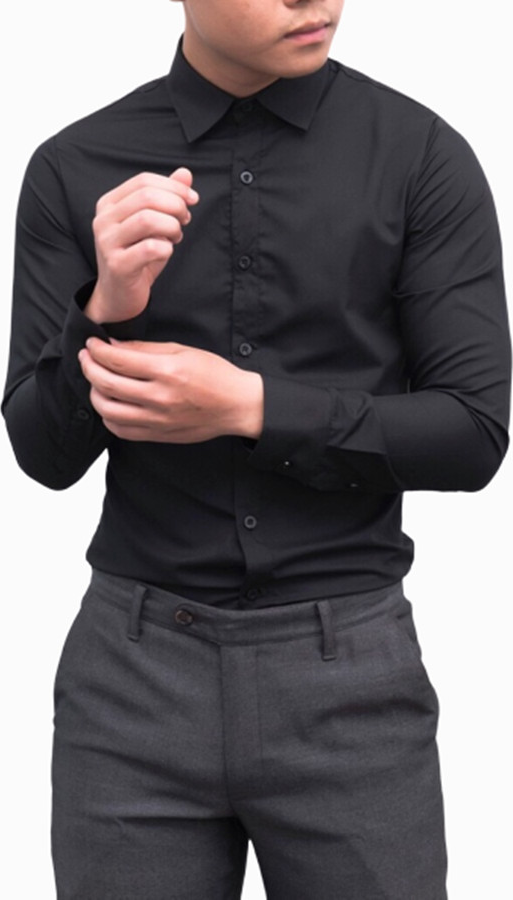 Áo Sơ Mi Nam Công Sở Hàn Quốc, Chất Liệu Cao Cấp, Thời Trang - Đen - M