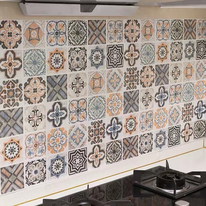 Decal gạch bông dán tường bếp dán kính nhà tắm decor trang trí chịu nhiệt dễ lau chùi đề can sẵn keo khổ lớn 1,2m 0302