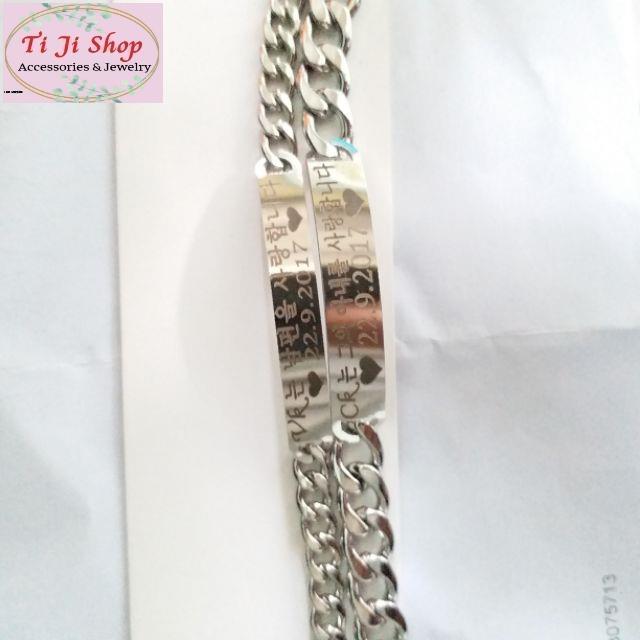 Vòng tay lắc tay cặp đôi  inox khắc tên theo yêu cầu không đen không gỉ sét