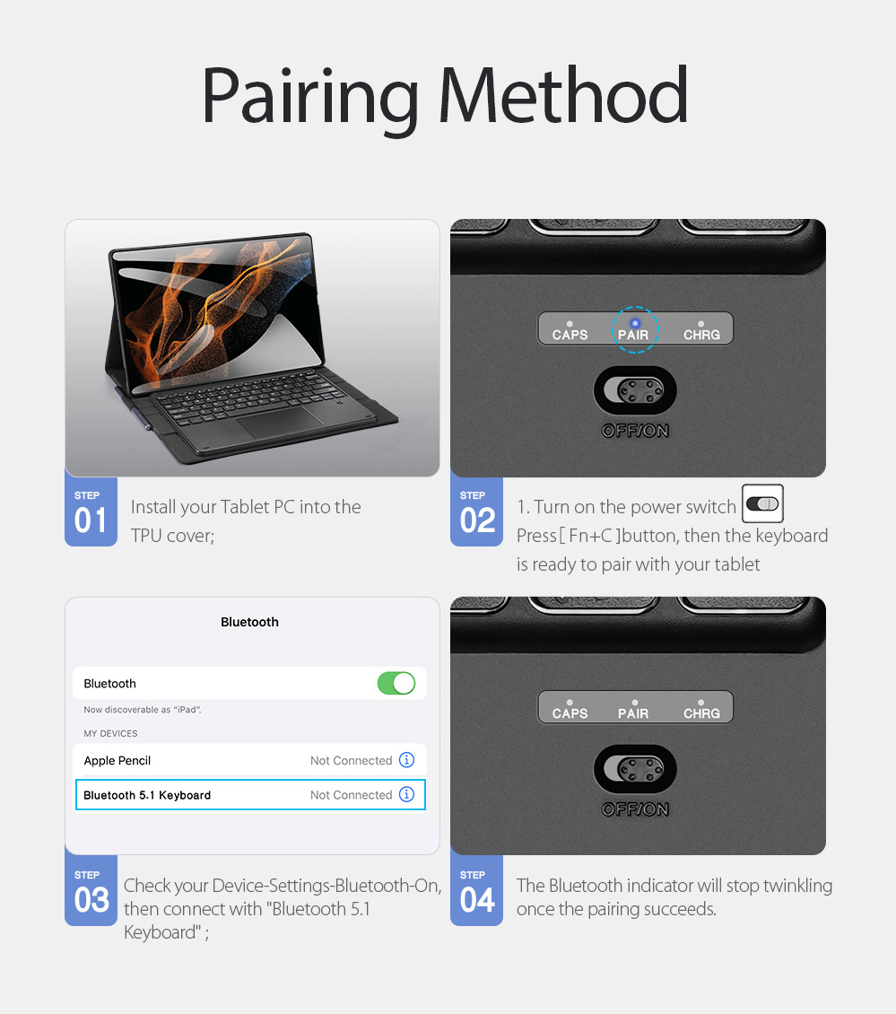 Bao Da Kèm bàn Phím Cho SamSung Tab S7, S7 FE, S7 Plus, Tab S8, S8 Plus Chính Hãng Dux Ducis Bàn Phím Kết Nối Bluetooth và Có Di Chuột TrackPad - Hàng Chính Hãng