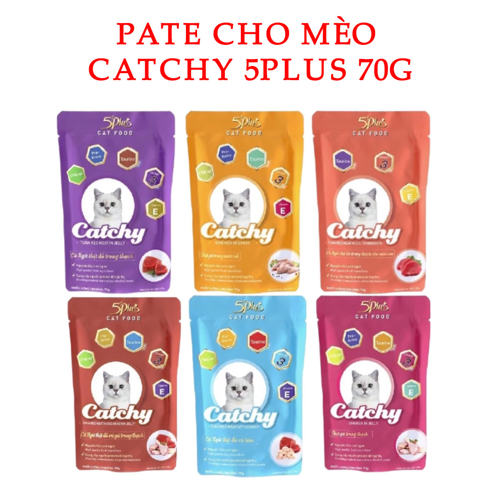 Pate Cho Mèo 5Plus Catchy Nhiều Vị Gói 70g - YonaPetshop