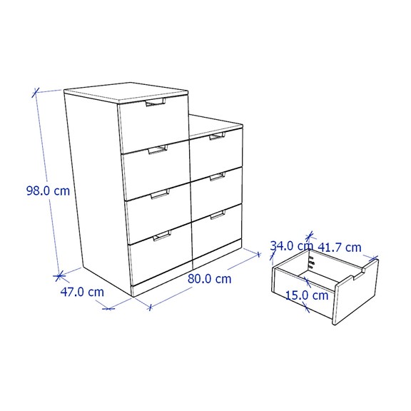 BANALDO, Tủ đựng đồ dùng 7 ngăn kéo DRA_091, 80x47x98cm