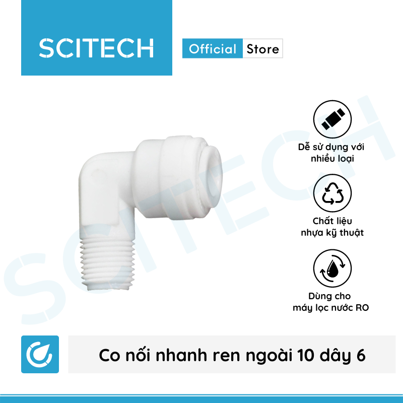 Combo 2 co nối nhanh ren 10 ra dây 6 (Co vỏ màng) dùng trong máy lọc nước - Hàng chính hãng