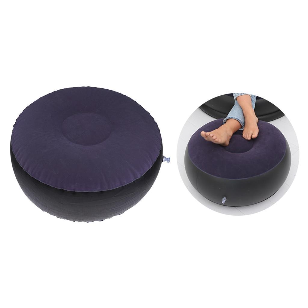 2x Portable Air Inflatable Stool Ottoman Chair For Fishing Bedroom Dark Blue