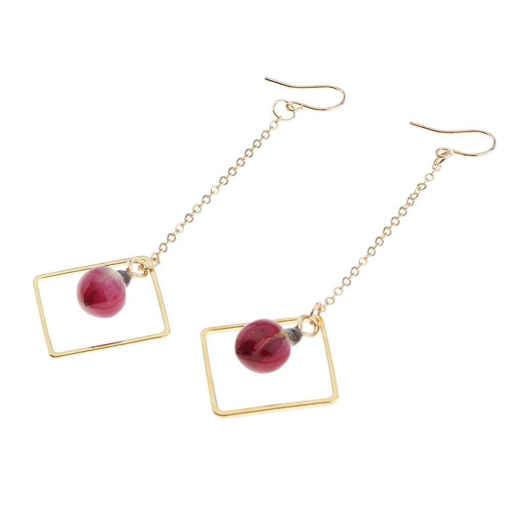 2pcs Flower Bud Long Chain Dangle Earring Earbob