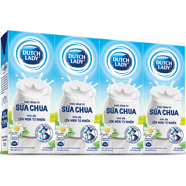 Thùng Sữa Chua Uống Lên Men Tự Nhiên Dutch Lady Vị Tự Nhiên
