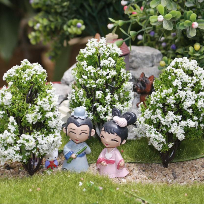 Mẫu mô hình cây hoa mận trắng trang trí tiểu cảnh, nhà búp bê, bonsai(TREE-09)