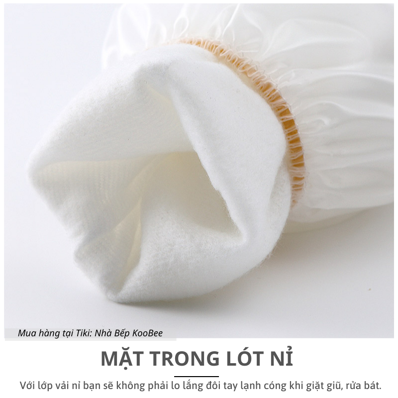Găng tay cao su lót bông nỉ loại dài - Găng tay rửa bát làm bếp siêu dai không mùi KooBee